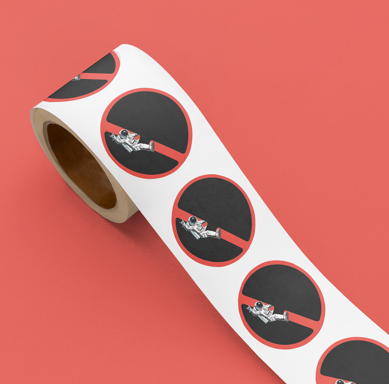 Astronaut Logo Stickers astronaut brand branding fun graphic design icon illustration logo production space sticker visual identity