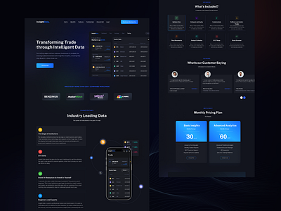 InsighData | Landing Page Design. clean concept crypto dark dribble figma landing page design minimal mockup portfolio tarde ui ui design uiux userinterface ux ux design web webdesign website design