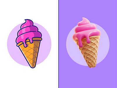 Ice Cream 2D or 3D Exploration🍦 3d design blender cafe cold cone cute dessert drick fast food food fresh gelato ice cream icon illustration logo scoop strawberry summer vanilla