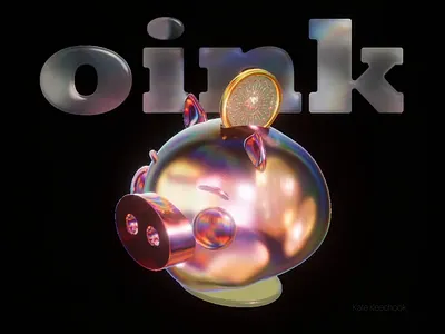Piggy Bank 3d 3d character 3d glass bank branding cash coin finance glass pig holo holographic logo design magazine cover money motion nomad sculpt oink payment pig render