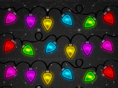 Colorful Christmas Lights - Snow & Stars Background 3d pattern affinity photo beveled pattern bright lights christmas christmas art christmas lights christmas pattern colorful lights glowing lights holiday lights multicolor procreate pattern snow background stars background string lights vintage lights winter art winter solstice yule