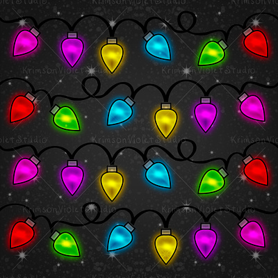 Colorful Christmas Lights - Snow & Stars Background 3d pattern affinity photo beveled pattern bright lights christmas christmas art christmas lights christmas pattern colorful lights glowing lights holiday lights multicolor procreate pattern snow background stars background string lights vintage lights winter art winter solstice yule