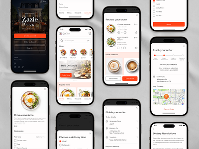 Menu & ordering app for a french restaurant ai app branding cafe food french interface logo restaurant trend ui