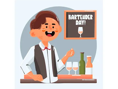 Bartender at Bar Counter Concept Illustration alcohol bar bartender beverage celebration cocktail counter drink illustration profession restaurant vector