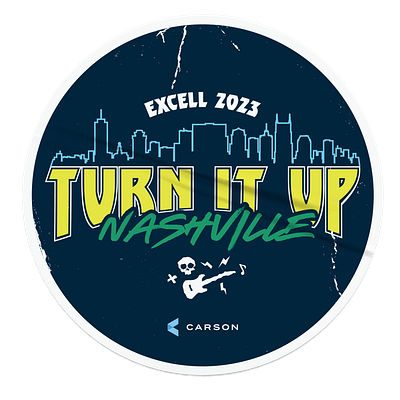 Excell 2023 - Turn It Up Stickers branding conference graphic design illustration sticker typography vector