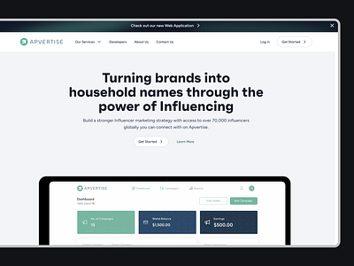 Apvertise Landing Page Redesign design earn illustration influencer marketing pay ui ux web design