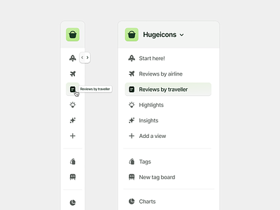 Sidebar Navigation | Hugeicons Pro active state clean ui dashboard sidebar desktop hugeicons pro iconography interface light minimal navigation sidebar solid icon ui ui design ux