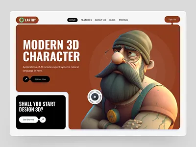 Artificial Intelligence Ai 3D Character - Website 3d charecter ai artificial intellegence branding gradient homepage metaverse mockup startup studio trend ui ui ux web3 website