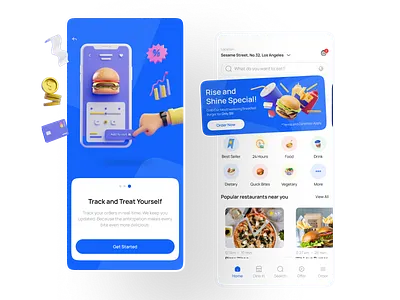 Food and Beverage Delivery - Mobile App beverage delivery delivery app drink drink delivery food food and drink food delivery home page mobile app mobile design mobile ui on boarding on boarding page order app order drink order food ui ui apps