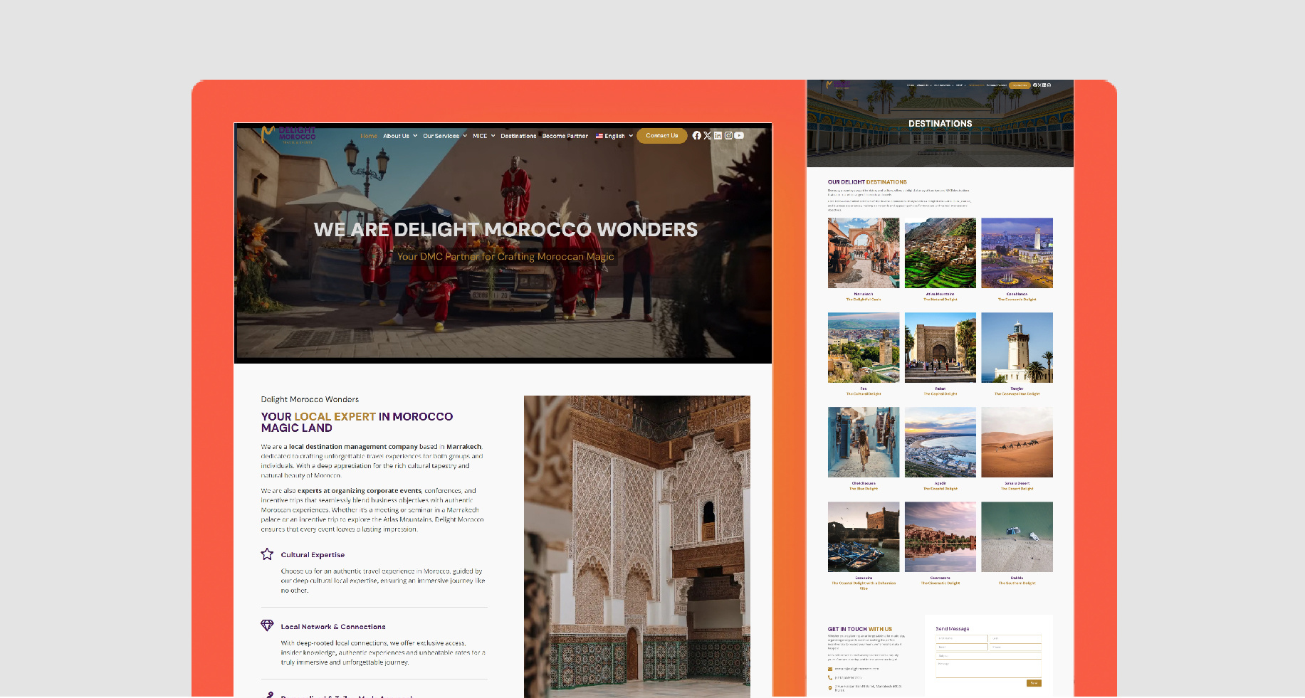 Delight Morocco Wonders Website Design & Development blincks branding destinations elementor graphic design logo morocco morocco travel template travel travel website typography ui ux web design web development website design website templates wordoress