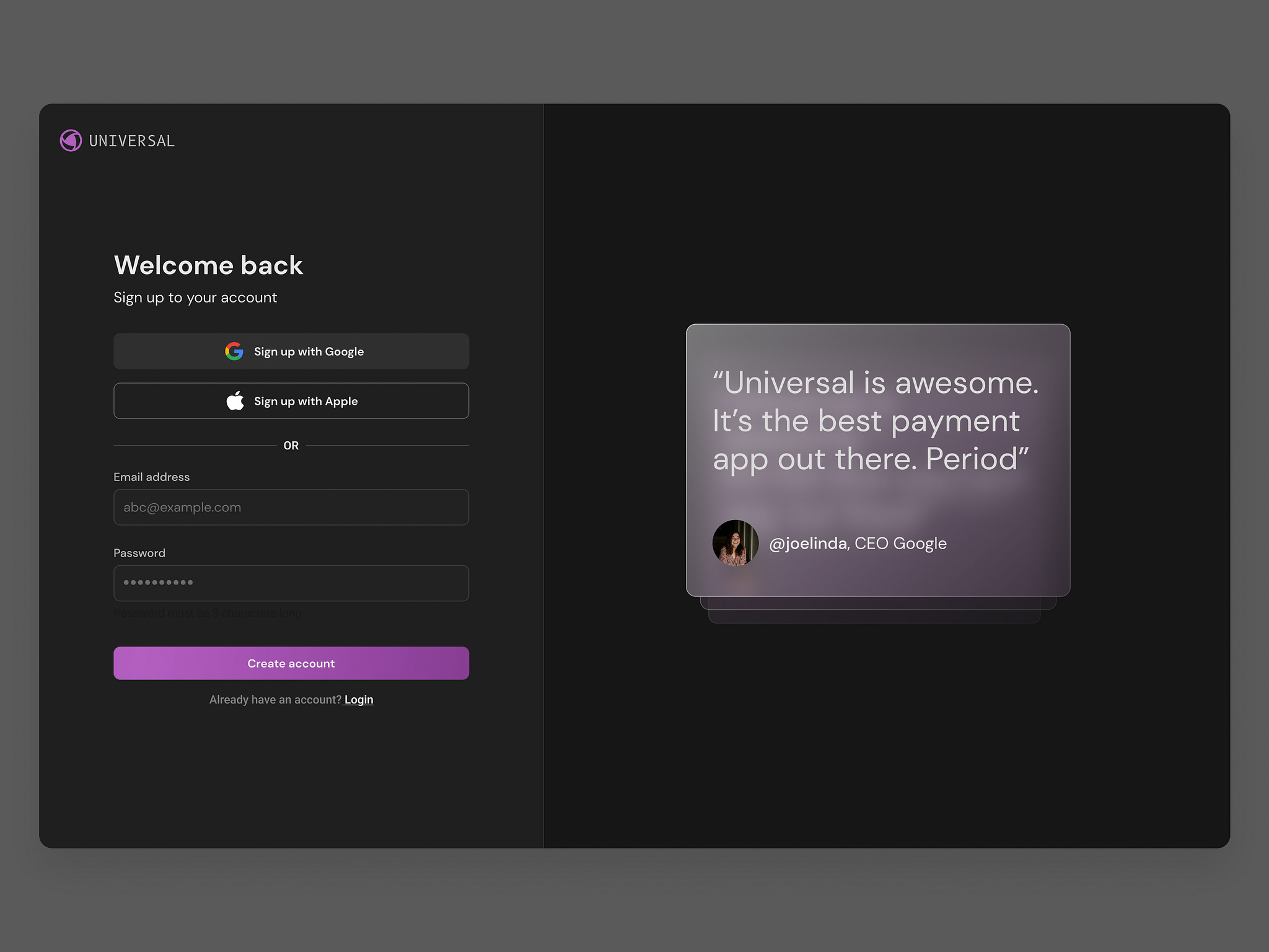 Login UI - Dark Mode by Divyansh Pandey on Dribbble