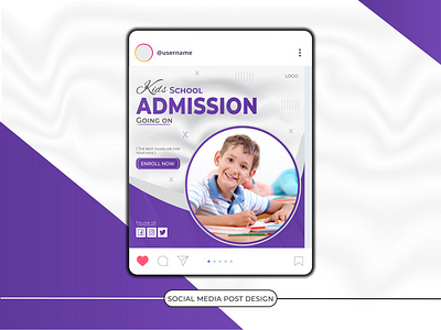 Creative Kids Admission Social Media Post Design Template. admission banner admission post design ads advertisement creative design education graphic designer kids kids admission marketing post design school social media social media post design square banner template vector