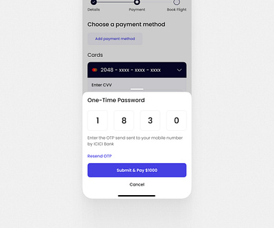 One Time Password Screen app clean design minimal modern one time password otp otp screen payment secure payment simple ui ux