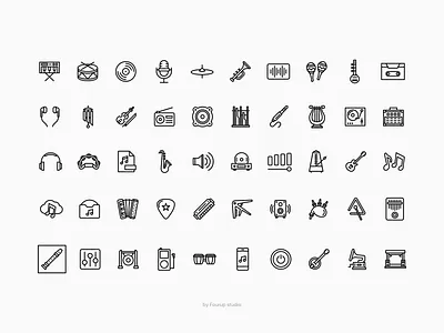 Music Icon Set flat flat icons free free download free icon set icon music icon pack icon set iconography icons icons pack line icons music ui ui icons ui kit ux vector