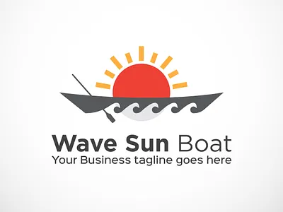 vector wave sun boat logo template design business logo