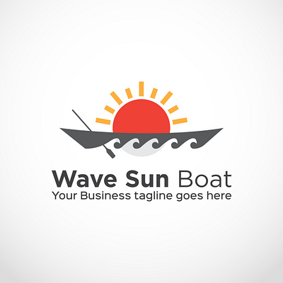 vector wave sun boat logo template design business logo