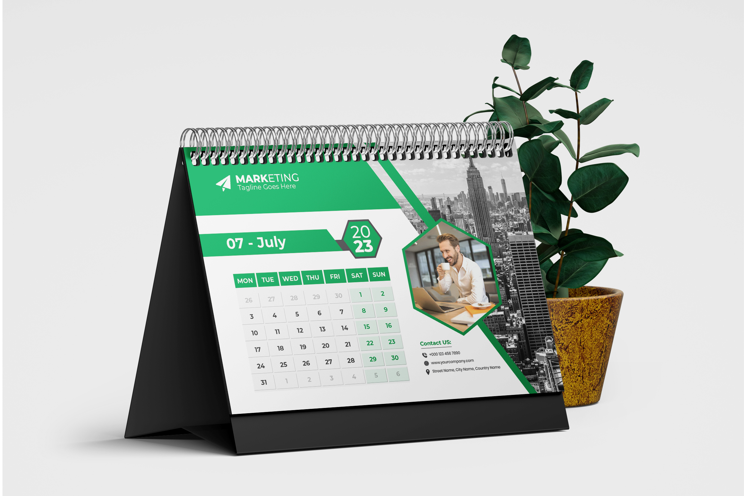 New year Desk Calendar 2023 template 12 months included minimalist calendar