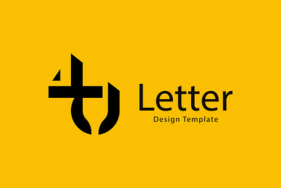 Minimal vector letter t u logo design flat