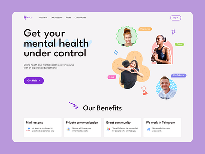 Mental health - design concept adobe concept cute dailyui education figma health herosection honepage mentalhealth people psychology ui webdesign