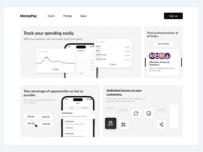 MoneyPay Landing page / Section 2 app banking app card design landing page modern modern design modern landing ui uiux ux uxui web design website
