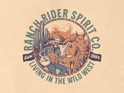 Ranch Rider Spirit art horse illustration ranch retro skeleton skull vintage western
