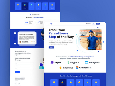 Shipping and Logistics Landing Page branding design icon illustration minimal typography ui ux vector web