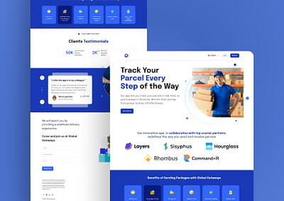 Shipping and Logistics Landing Page branding design icon illustration minimal typography ui ux vector web