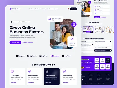 Hosting Provider Website Design business domain hosting landing page saas ui design web design