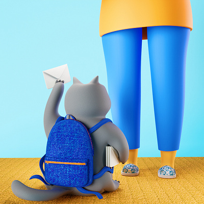 Cat postman 3d 3d icon 3d illustration blender mascot
