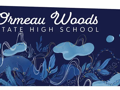 Ormeau Woods blue design flow forms mockup mural nature procreate school based