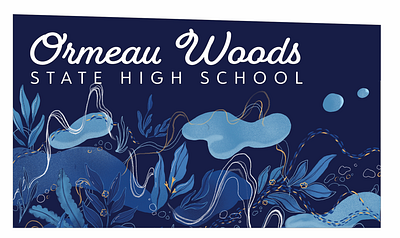 Ormeau Woods blue design flow forms mockup mural nature procreate school based