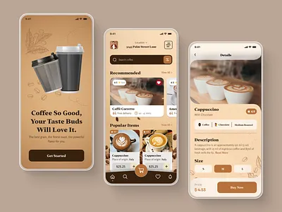 Coffee Shop Mobile App android app app design app designer cafe coffee coffee bean coffee cup coffee shop coffee shop landing page coffee shop website design figma designer food and beverage food and drink food delivery food order ios app design mobile app online order uiux design