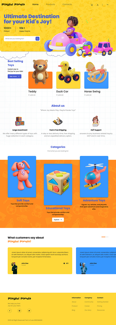 E-Commerce Website Homepage for Kids Product ecommerce figma kids uiux