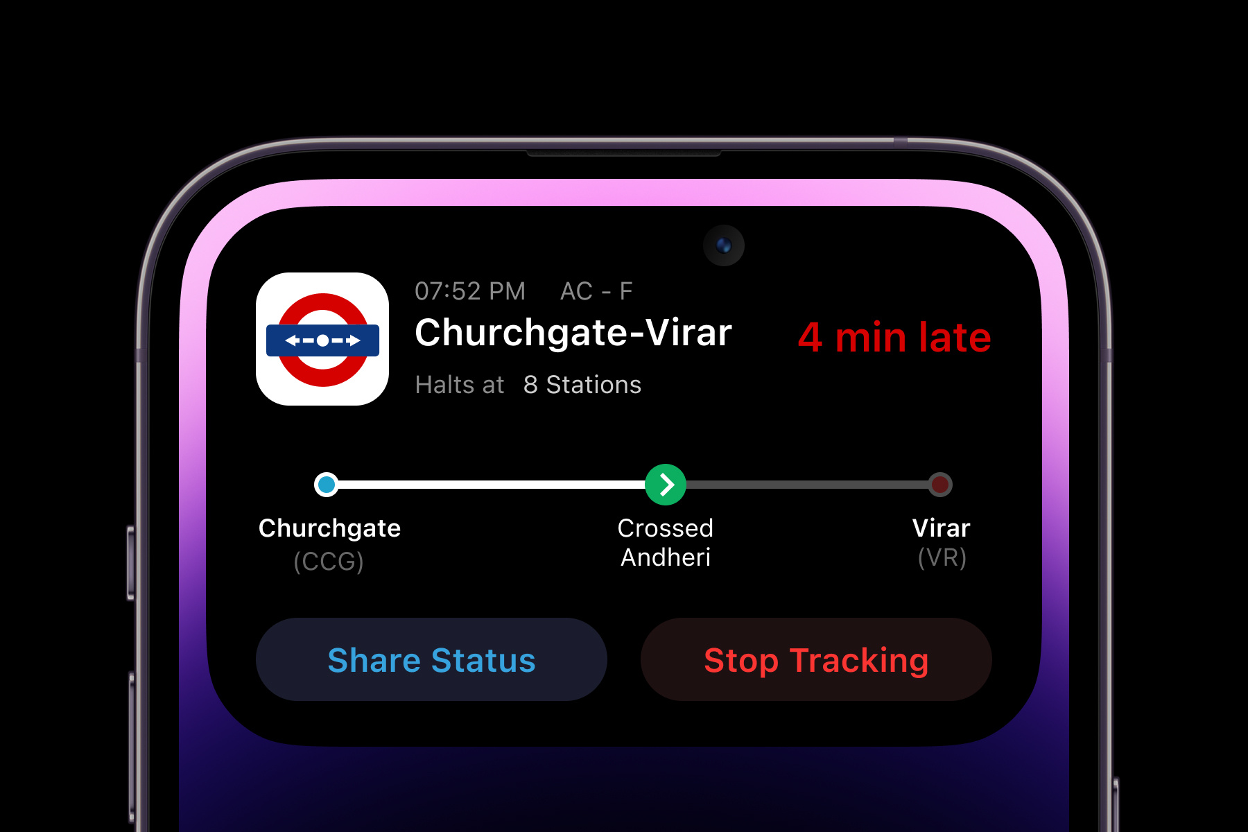 m-Indicator - Train Live Tracking app dynamic dynamic island figma iphone island live tracking locals m indicator mumbai pro prototype train transport ui ux