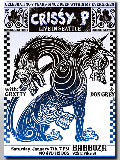 Crissy-P Live in Seattle art concert concertposter design digitalillustration drawing flyer flyerdesign graphic graphic design illustration inkdrawing music musicposter poster posterdesign