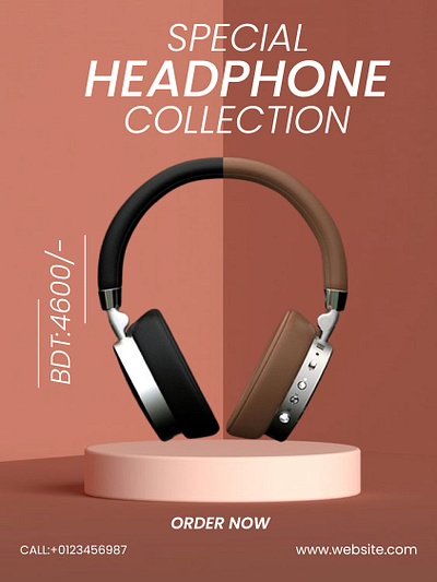 Headphone social media poster design.. branding graphic design logo