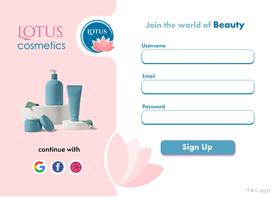 Sign up page beauty cosmetics dailyui design figma graphic design pink signup ui