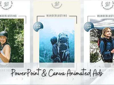 Wanderlusting - Sleek Trendy Canva & PowerPoint Ads advertising animation branding design powerpoint template