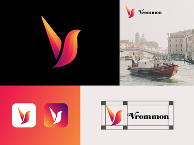 Vrommon Travel agency Logo and Brand Identity Design brand identity branding creative yoga logo logo logo design tourism logo travel logo travellogodesign