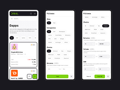 Dahl - UI/UX (Mobile Filters) app filters mobile mobile app ui ui design uiux ux ux design web 3.0