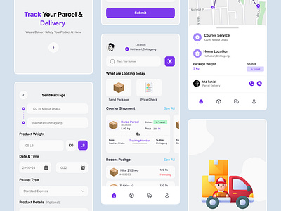 Courier App Design Andriod/IOS app clean ui courier courier app delivery design logistics mobile app package parcel parcel delivery track pakage transport ui uidesign ux