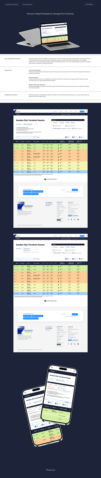 Dynamic Vessel Schedule design port ui ux vessle website