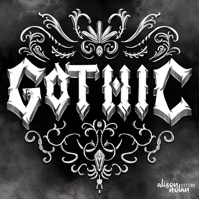 Gothic Chalk Lettering black and white chalk lettering design drawing challenge female illustrator hand drawn hand lettering illustration procreate type