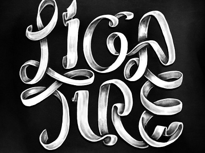 Ligature ribbon chalk lettering black and white chalk design drawing challenge female illustrator hand drawn hand lettering illustration ligatures procreate ribbon letters type design