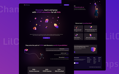 LilChamps 🏆 - STEM Education for Kids concept creative design educational website glow landing landing page landing page design minimal new page ui uiux ux webpage webpage design website website design