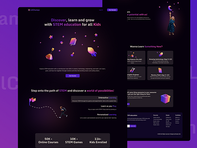 LilChamps 🏆 - STEM Education for Kids concept creative design educational website glow landing landing page landing page design minimal new page ui uiux ux webpage webpage design website website design