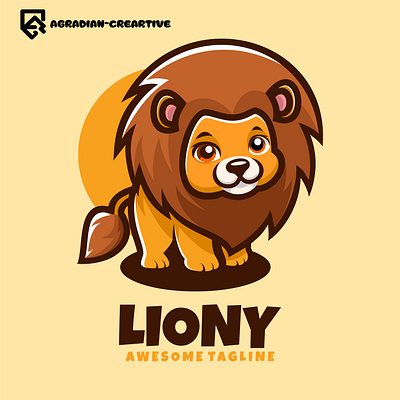 Cute Lion Mascot Logo Design mammal