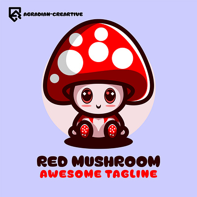 Cute Mushroom Mascot Logo Design mushroom