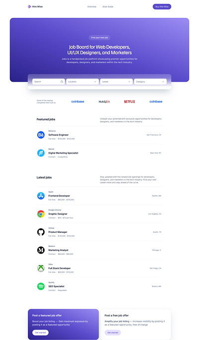 Hire Wise – Multipage Job platform job portal jobs tailwind