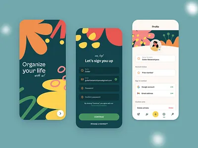 Habit Tracker App app appdesign clean color colorful habit habit tracker illustration inner page log in onboarding profile sign in sign up ui ui inspiration userinterface ux